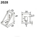 Unión en ángulo 90° 2028. Para perfiles 2020. Gris