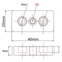 Unión para perfil de aluminio 2040 con anclaje para pata o rueda. M8. Gris