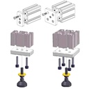 Unión para perfil de aluminio 4040 con anclaje para pata o rueda. M6. Gris