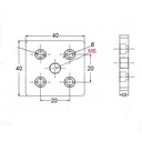 Unión para perfil de aluminio 4040 con anclaje para pata o rueda. M6. Gris