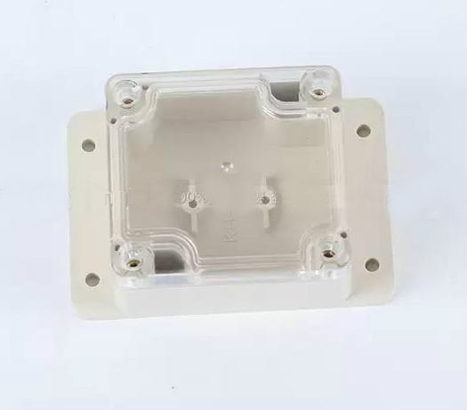 Caja plástica impermeable 65x58x35mm. Tapa transparente