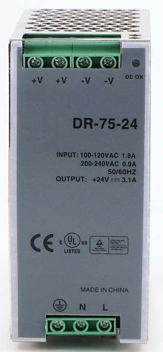 [DR-75-24] Fuente para riel DIN, 24V, 3.1A, 75W