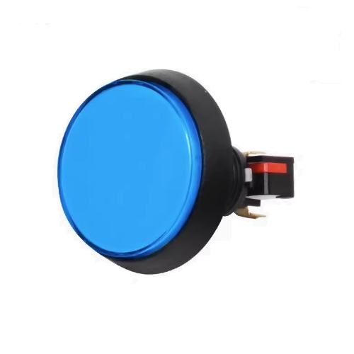 Botón pulsador plano arcade con LED. Azul 60mm