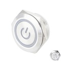 Suiche metálico 12mm para exteriores. Con aro de luz y logo power blanco 110-220V