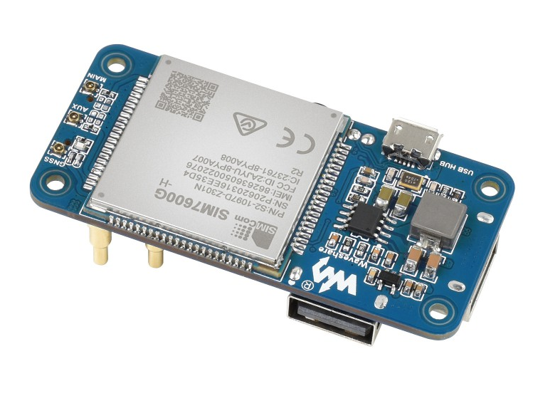 SIM7600G-H 4G HAT (B) para Raspberry Pi, compatible con LTE Cat-4 4G / 3G / 2G, posicionamiento GNSS, banda global