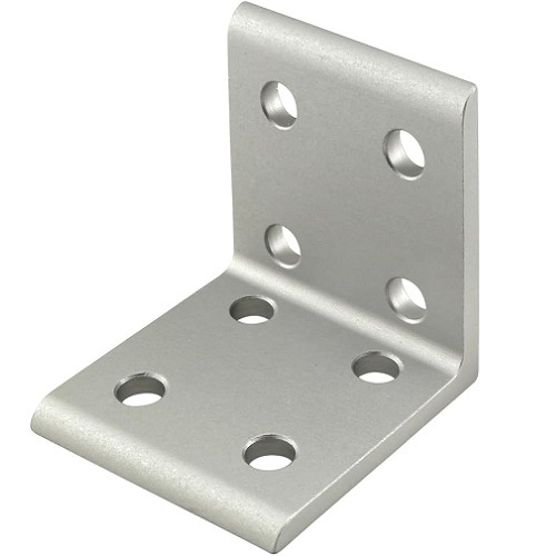 Unión plana en ángulo 90° para perfiles 4080. 8 orificios. Gris