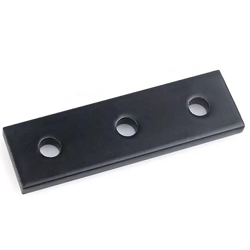Placa de unión para perfil 2020. 3 orificios. Negro