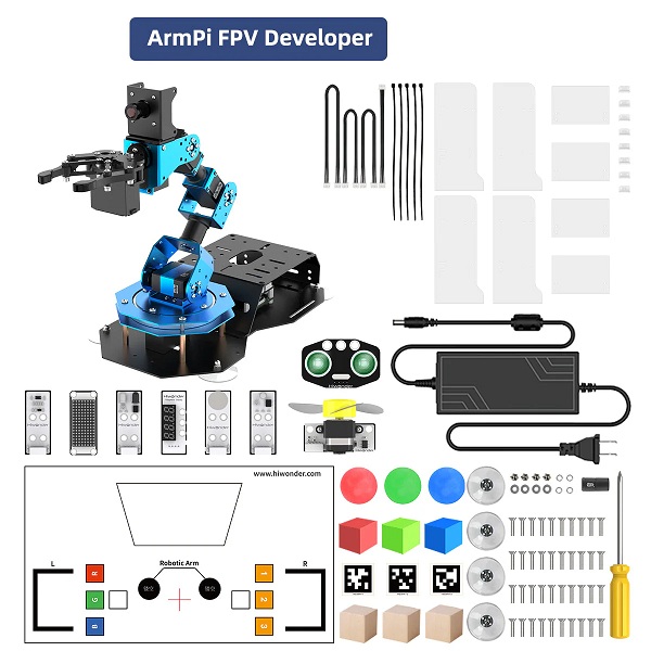 Brazo robótico ArmPi FPV AI Vision para Raspberry Pi. Kit de desarrollador. Hiwonder