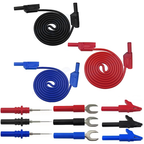 [KIT-BANBANA-AISL-MLT-2] Kit de 5 cables banana a banana aisladas y conectores. 5 colores (copia)