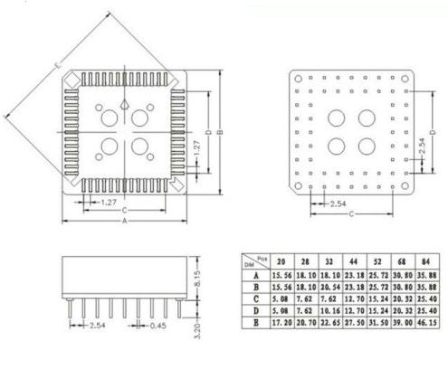 Base para PLCC44 a DIP