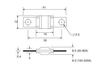 Fusible lento Flat Bolt de alta corriente 40A 32VDC