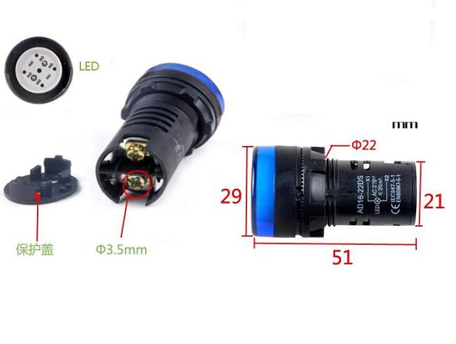 Indicador luminoso azul 24V