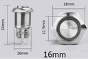 Suiche metálico pulsador momentáneo de 16mm para exterior con iluminación roja