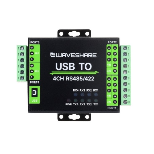 Convertidor industrial aislado de USB a RS485/422 de 4 canales