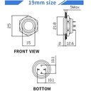 Suiche metálico 19mm para exteriores. Con aro de luz y logo power verde 3-6V
