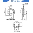 Suiche metálico 22mm para exteriores. Con aro de luz y logo power verde 3-6V