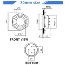 Suiche metálico 30mm para exteriores. Con aro de luz y logo power azul 110-220V