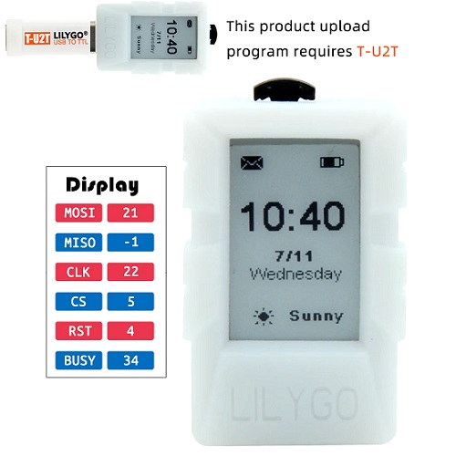 LilyGO Mini E-Paper Core con pantalla E-Paper 1.02’’