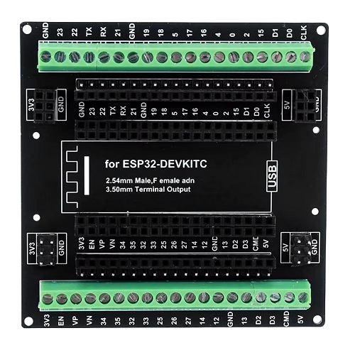 Placa de expansión I/O para ESP32. 3 tipos de salida. 38 pines