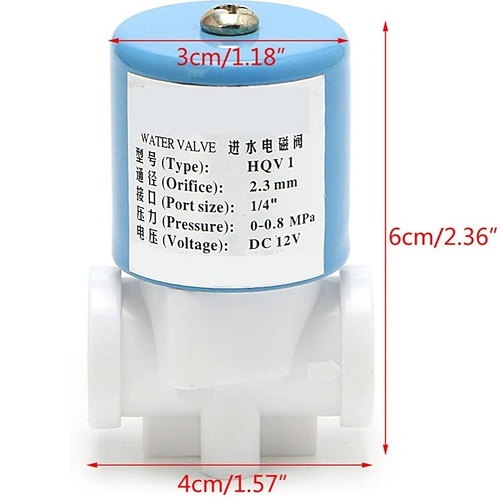Mini válvula solenoide 12V-G1/4 HQV1. Conexión por rosca