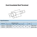 Terminal tubular aislado cafe 8 AWG largo 27.5mm