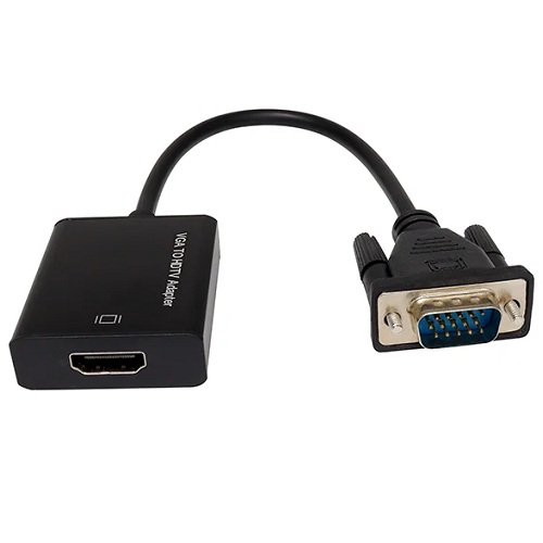 Cable convertidor VGA a HDMI con audio. Color negro
