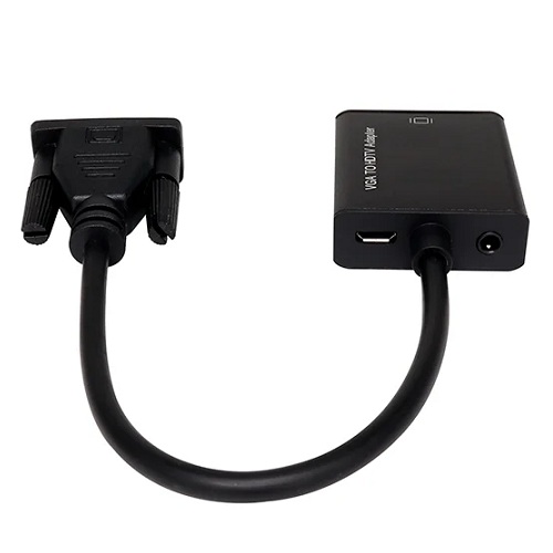 Cable convertidor VGA a HDMI con audio. Color negro