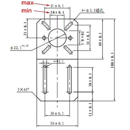 Soporte recto para motor DC. Tipo C