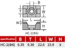 Base para cintas de amarre.HC-2. 6mm. Blanco