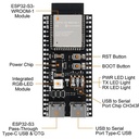 Tarjeta de desarrollo Wi-Fi Bluetooth ESP32-S3. USB tipo C