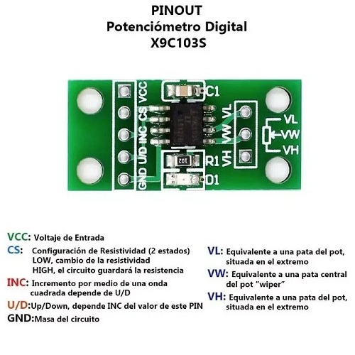 Módulo potenciómetro digital. X9C103S