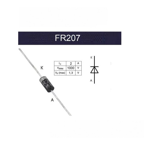 Diodo rectificador rápido 2A. FR207