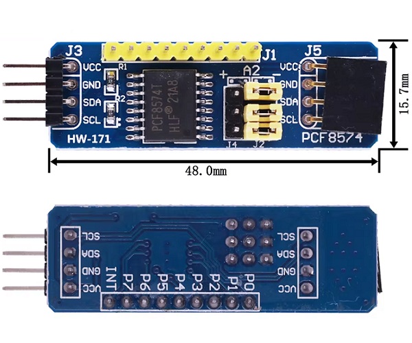 Módulo de expansión de I/O con interfaz I2C PCF8574. Azul