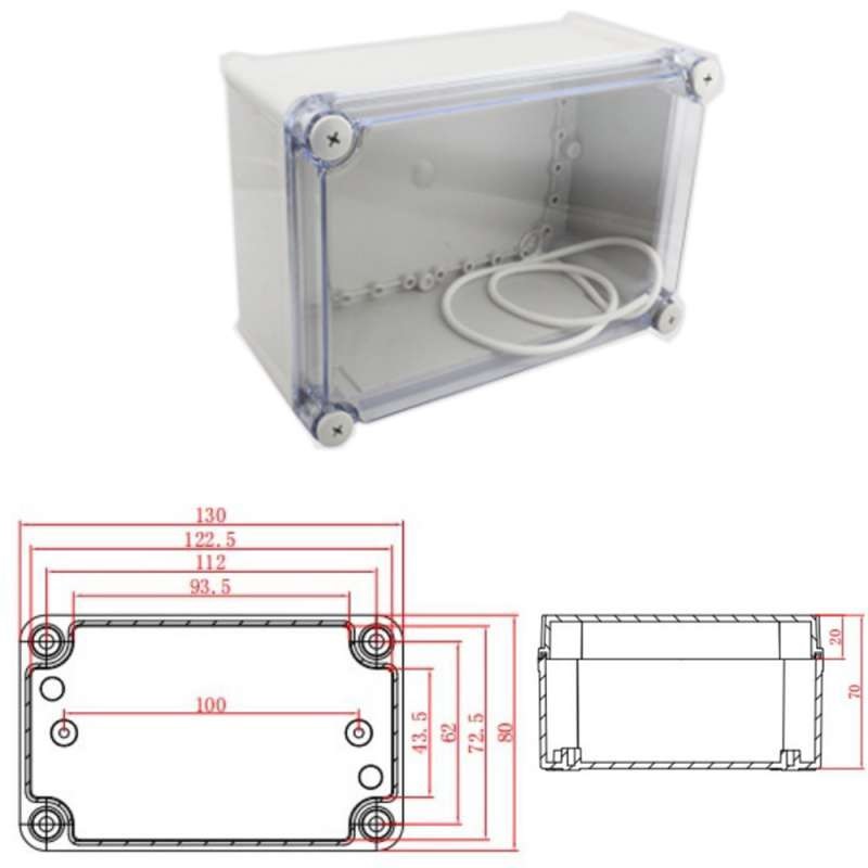 Caja plástica impermeable 130x80x70mm