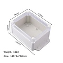 Caja plástica impermeable con tapa transparente 148x94x60mm