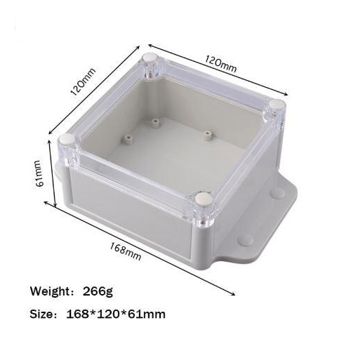 Caja plástica impermeable con tapa transparente 168x120x61mm