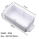 Caja plástica impermeable con tapa transparente 200x94x60mm