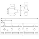 Viga doble de aluminio 2x8 agujeros. 128mm