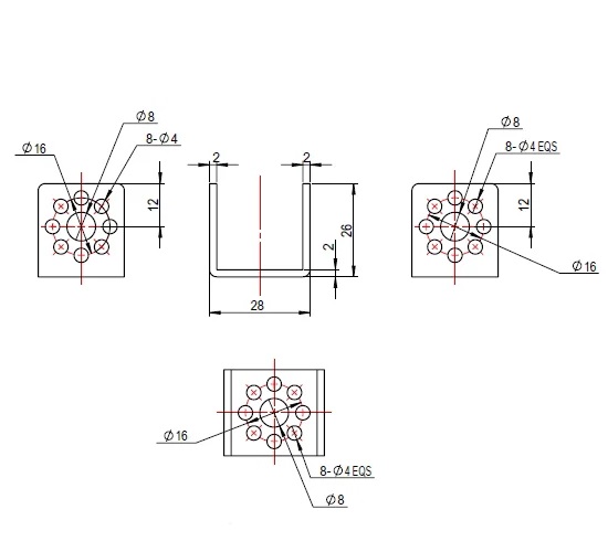 Bracket para servo motor en U