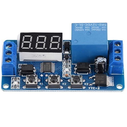 Módulo con relé 12V programable. Con pantalla LED