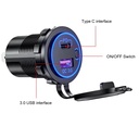 Toma vehicular cargador rápido USB tipo C/ USB QC 3.0 PD