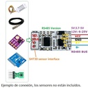 Tarjeta interfaz para sensor de temperatura y humedad SHA8C01 RS485