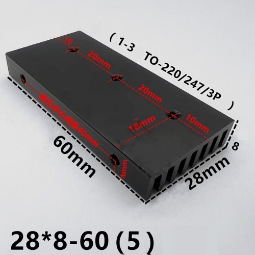 Disipador de calor para 28x60x8mm