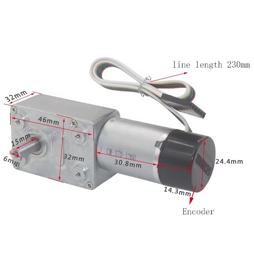 Motorreductor helicoidal 12V 100RPM. Con encoder
