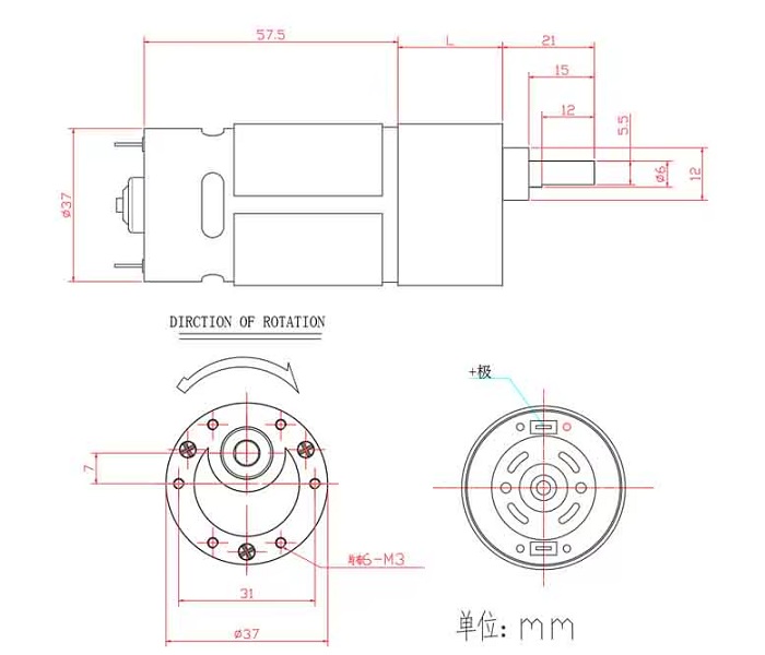 Motorreductor JGB37 6V 10RPM