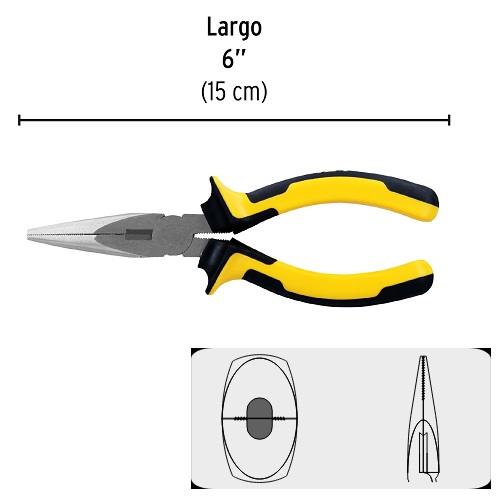 Pinza de punta y corte 6" mango Comfort Grip, PRETUL