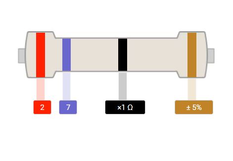 Resistencia de carbón 27R 1/4W