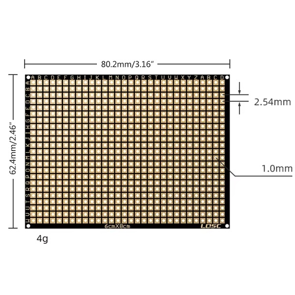 Placa PCB flexible de doble cara FR4.6x8cm