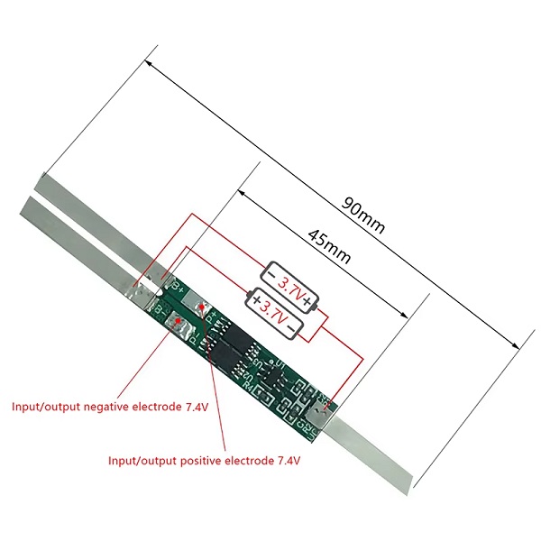 Balanceador BMS con níquel para baterías 18650. 2S 2A