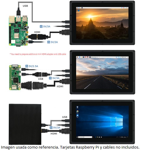 Pantalla LCD táctil capacitiva de 10,1 pulgadas (B) con estuche, 1280 × 800, HDMI, pantalla IPS, bajo consumo